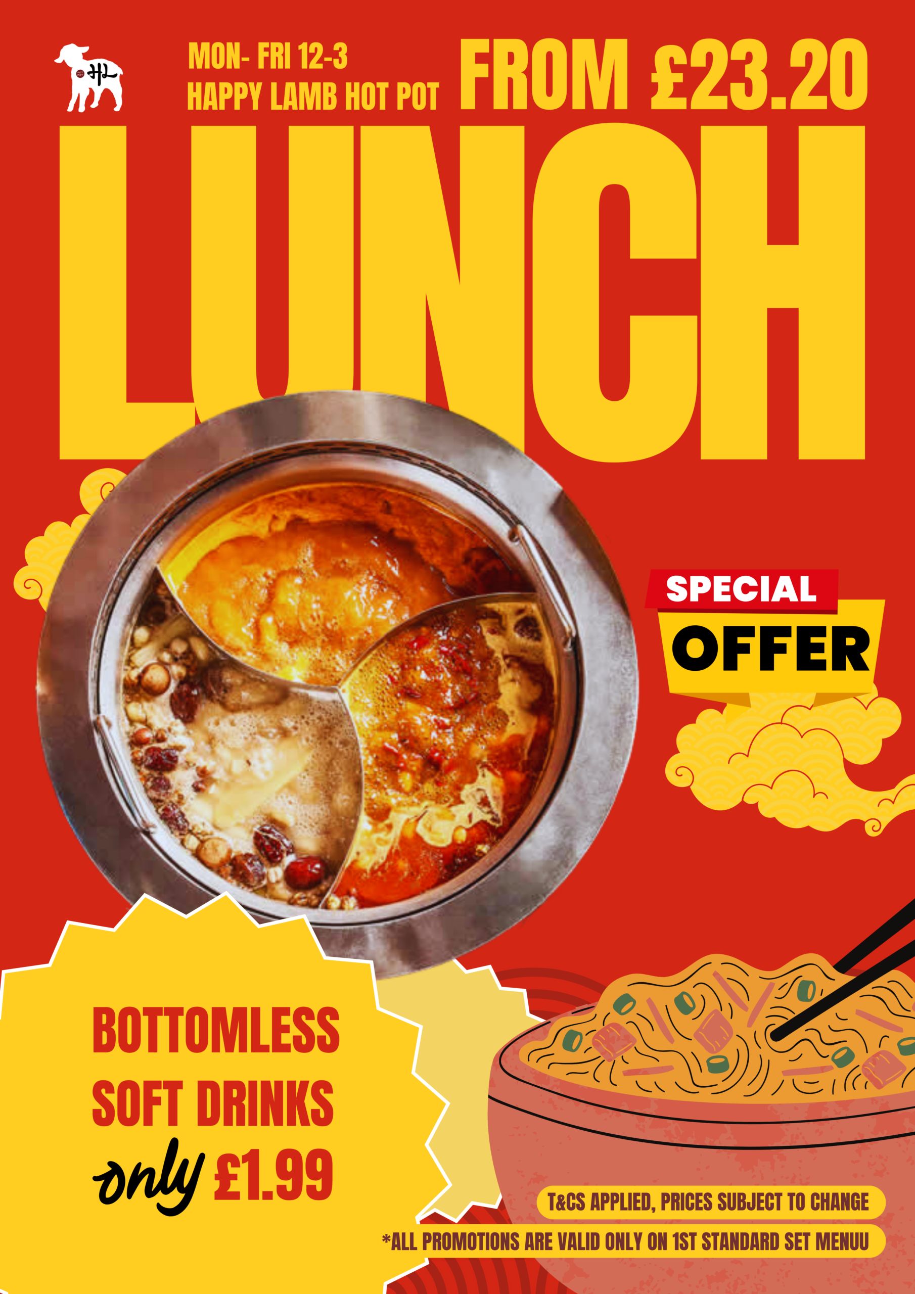 Lunch Deal Restaurant Promotion Flyer - Feb 2025 - Happy Lamb Edinburgh